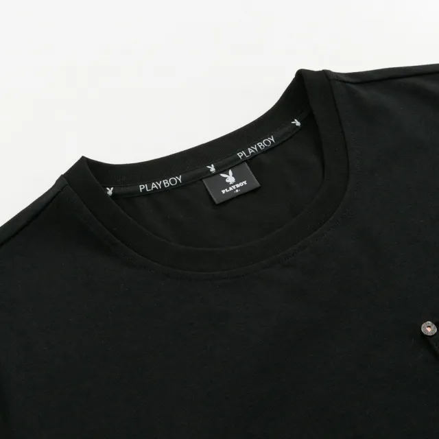 【PLAYBOY】涼感撞色爬線T-SHIRT - 黑色