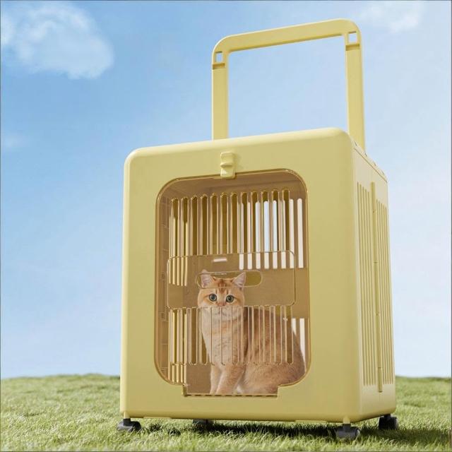 【Quality 聚家】寵物拉桿箱 貓咪外出包 透氣航空箱 旅行行李箱 寵物手推車（折疊收納/視野開闊/環繞通風）