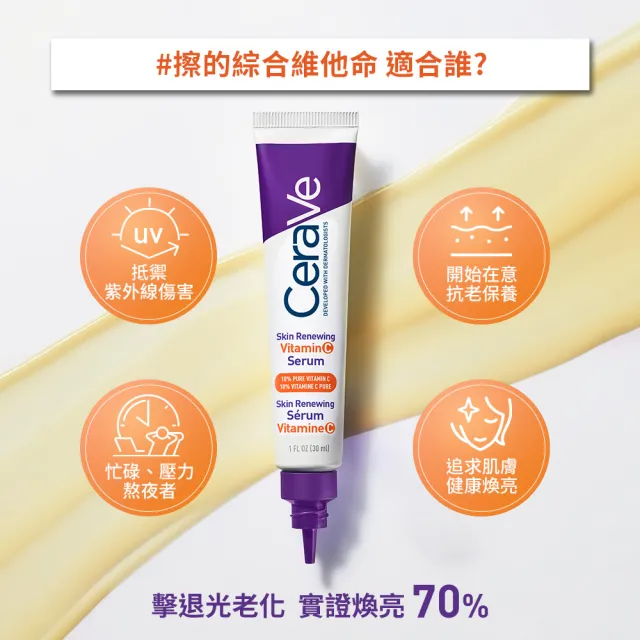 【CeraVe 適樂膚】早C晚A全效組★極抗痕C10煥亮修護精華 30ml+極抗痕A醇緊緻修護精華 30ml