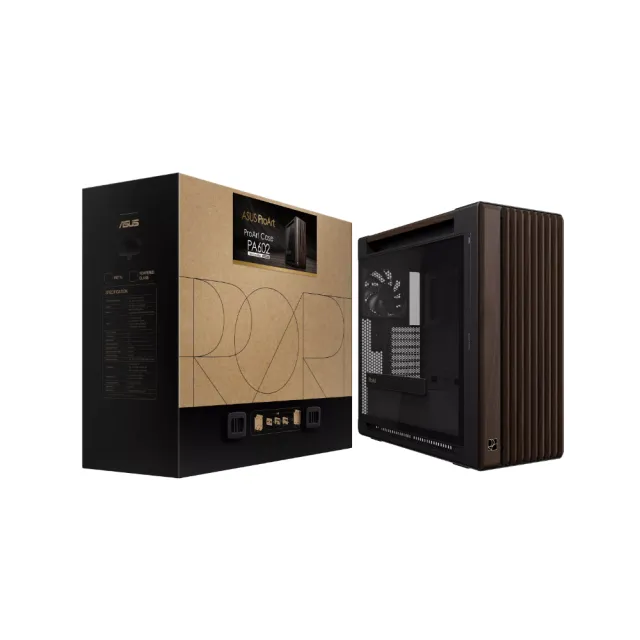 【ASUS 華碩】ProArt PA602 胡桃木透側版 現代黑 電腦機殼 (PA602-WALNUT-WOOD-TG)