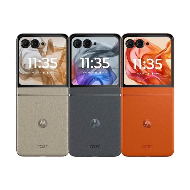 Motorola摩托羅拉 razr 50 Motorola razr 50 摺疊系列手機,採用先進摺疊屏設計,尺寸介於6.5~7吋,搭載聯發科系列處理器與8GB記憶體,256GB儲存空間,電池容量3501~6000mAh支援無線充電與快充。後置畫素3000萬以上,具備AI辨識、NFC、廣角鏡頭、雙卡雙待及夜拍功能。支援5G+5G SIM卡槽,顏色選項包括灰色、橘色、棕色/咖啡色。全新品狀態,2024年7~9月上市,享1年保固期,配件含保護殼x1、充電頭x1、充電線x1、卡針x1。
