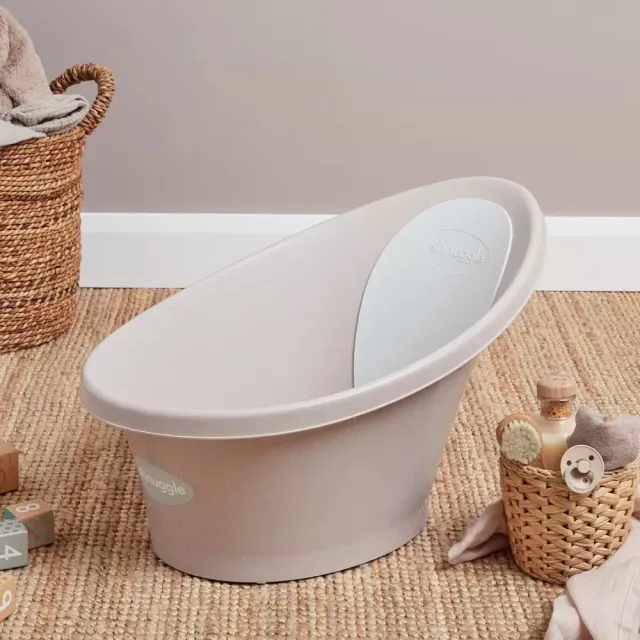 【Shnuggle】月亮澡盆-感溫水塞版-3件組 (嬰兒澡盆+漂漂船洗澡玩具+寶寶頭皮按摩沐浴刷)
