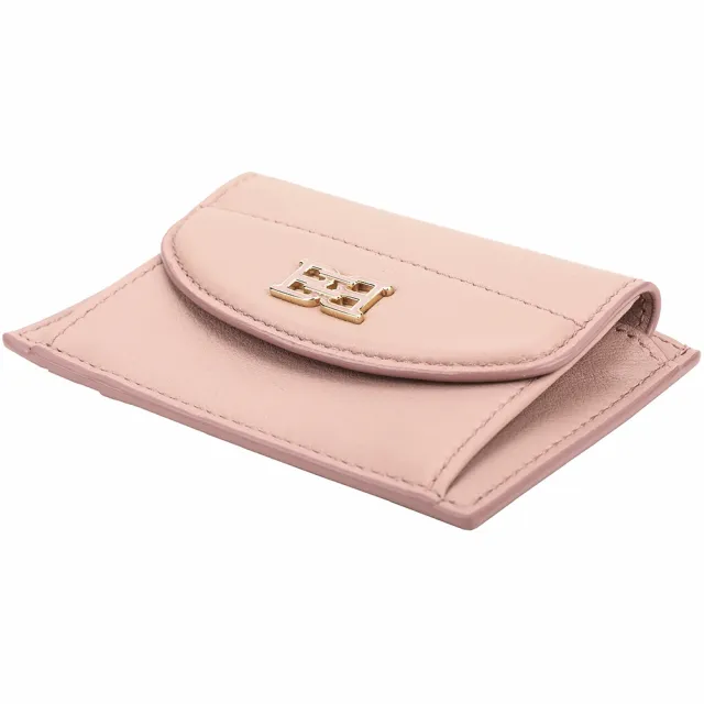 【BALLY】Belky 品牌字母壓紋牛皮卡片夾 零錢包-粉色(卡夾 名片夾)