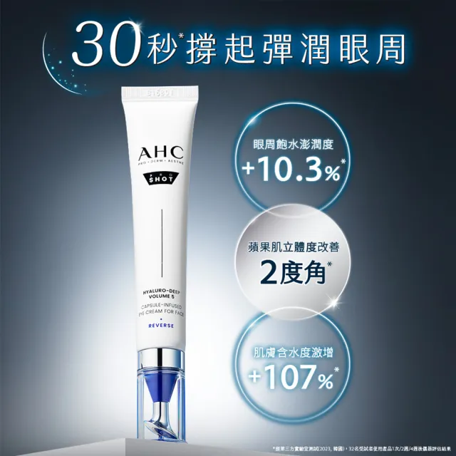 【AHC】醫美科研超導水光玻尿酸彈潤眼霜30ml(HA精華/保濕修護)