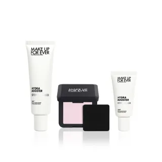 【MAKE UP FOR EVER】完美定妝必備組(第一步妝前乳30ml+粉無痕光圈蜜粉餅4.5g+第一步澎彈潤妝前乳15ml)