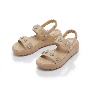 【FAIR LADY】芯太軟 華麗大水鑽輕量厚底涼鞋(卡其/1G3165 女鞋)