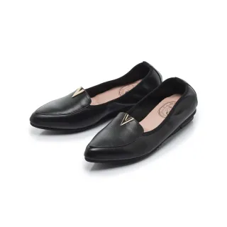 【FAIR LADY】我的旅行日記 簡約小V釦羊皮增高平底樂福鞋(黑/503043 女鞋)