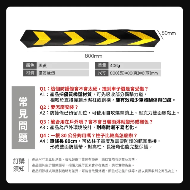 停車場防護條 柱子防撞條 包角條 柱角防撞條 輪廓標 防撞條 牆角防碰條 保護條(190-PPP800)