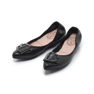 【FAIR LADY】我的旅行日記 簡約幾何釦尖頭增高平底鞋(黑/503050 女鞋)