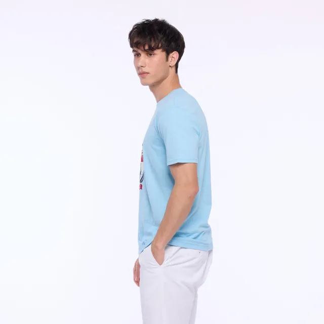 【NAUTICA】官方旗艦 男裝 復古美人魚印花短袖T恤(藍色)