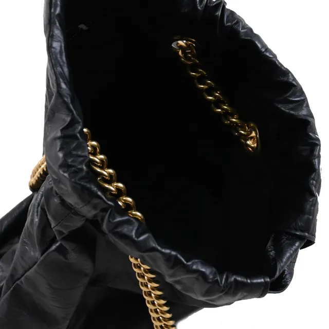 【Balenciaga 巴黎世家】CRUSH TOTE 品牌雙B字LOGO牛皮肩斜托特包鍊包(黑)
