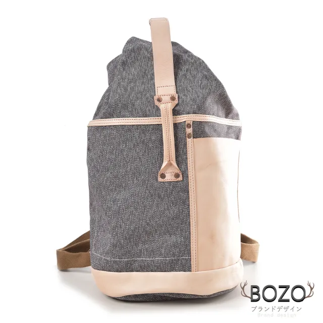 【BOZO 伯樂】進口帆布多WAY後背包變色真皮Crohnt機能運動款-B0205-(真皮包包 火山灰)