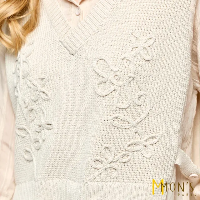 【MON’S】襯衫領直條造型針織上衣(直)