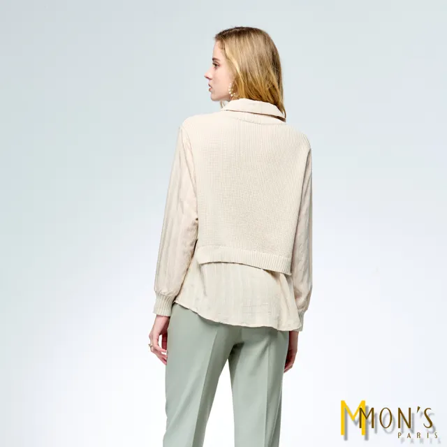 【MON’S】襯衫領直條造型針織上衣(直)