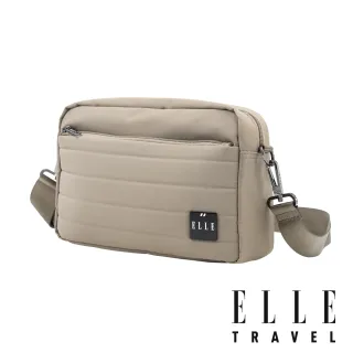 【ELLE】雲感線條系列 斜背側背包 (沙漠金) CLOUD LINE 拉鍊包 多隔層旅行包
