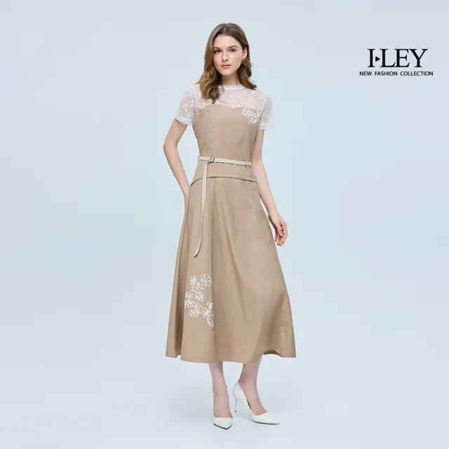 【ILEY 伊蕾】透膚蕾絲內搭上衣(兩色；M-XL；1262521301)