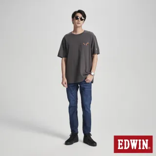 【EDWIN】男裝 噴漆骷顱頭寬版短袖T恤(暗灰色)