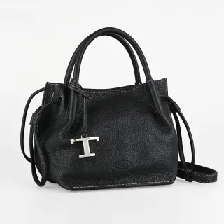【TOD’S】吊墜手提手袋/斜背水桶包(小/黑)