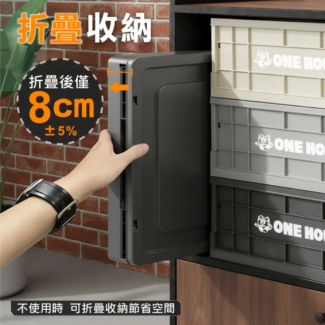 【ONE HOUSE】15L 43寬藤原工業風折疊收納箱-矮款4入(整理箱 收納盒 收納櫃 折疊箱)