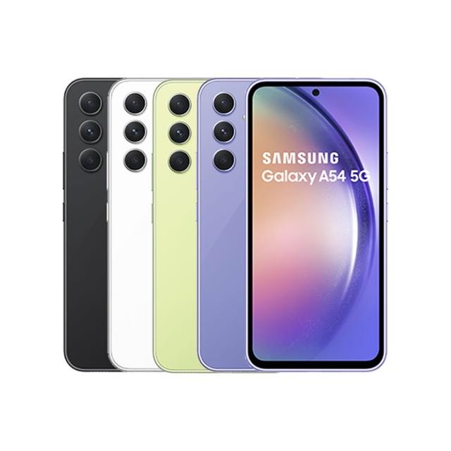 SAMSUNG三星 Galaxy A54 三星 Galaxy A54 紫芋玻璃版 5G 智慧型手機,搭載 6.4 吋 FHD+ AMOLED 螢幕,解析度達 2340x1080,提供細膩視覺體驗。八核心 Exynos 1380 處理器(最高 2.4GHz),搭配 6GB RAM 與 128GB ROM(支援 microSD 擴充),執行 Android 系統,流暢多工不卡頓。後置三鏡頭:5000 萬畫素主鏡頭 + 1200 萬畫素超廣角 + 500 萬畫素微距,前置 3200 萬畫素自拍鏡頭,支援 4K 視訊錄影。5000 mAh 大容量電池,長效續航;支援雙 Nano SIM 卡(5G+5G),全頻 4G LTE 與 Sub-6 5G 頻段,藍芽連線便利。機身尺寸 158.2 x 76.7 x 8.2 mm,重量 202g,輕薄舒手。NCC 認證 CCAB23G0030T2,原廠盒裝含傳輸線與退卡針。適合追求高 CP 值的中階手機使用者,優質拍照與效能一機掌握!