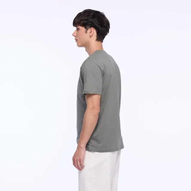 【NAUTICA】官方旗艦 男裝 COMPETITION 異材質拼接純棉短袖T恤(灰綠色)