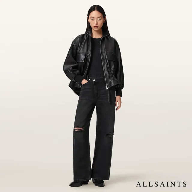 【ALLSAINTS】AKI 中腰不對稱寬褲牛仔褲 W034EE(寬褲版型)