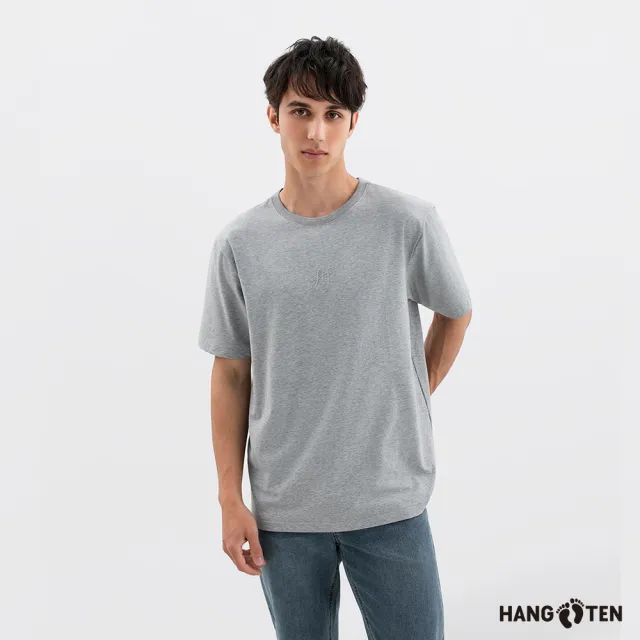 【Hang Ten】男裝-柔膚冰瓷棉立體壓印短袖T恤(多色選)