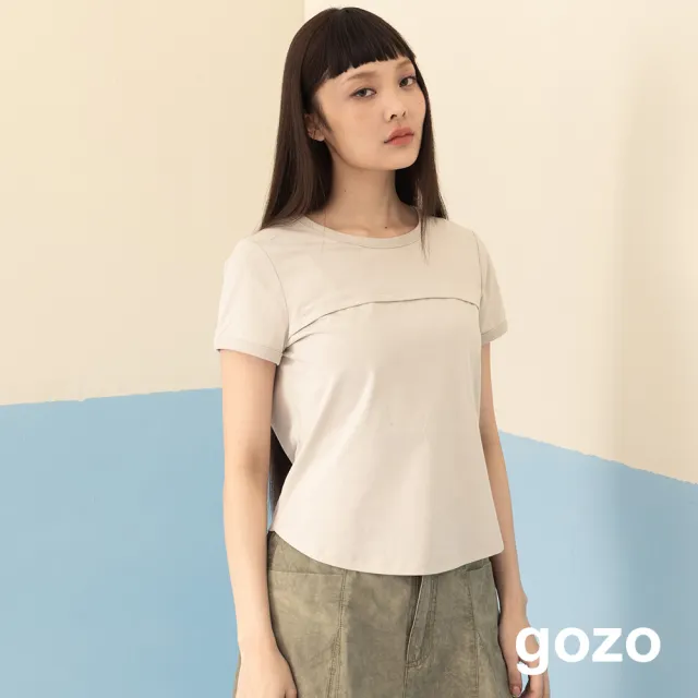 【gozo】打褶設計合肩涼感T恤(兩色)
