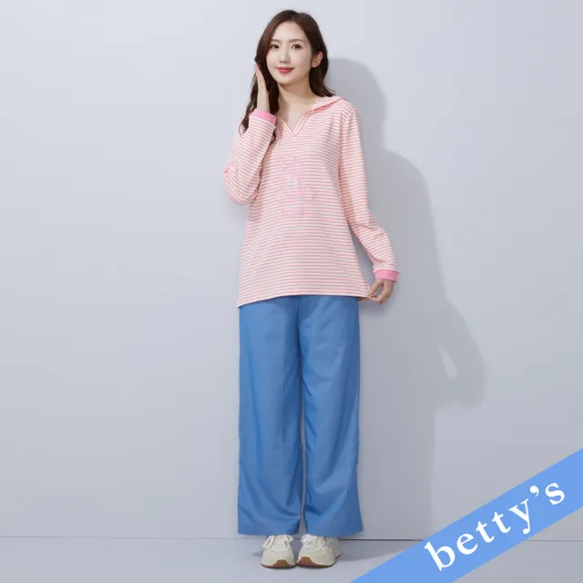 【betty’s 貝蒂思】簡單有型抽繩休閒牛仔寬褲(水藍)