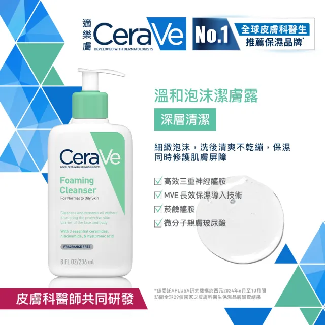 【CeraVe 適樂膚】溫和潔顏★溫和泡沫潔膚露 473ml_C(泡沫質地)