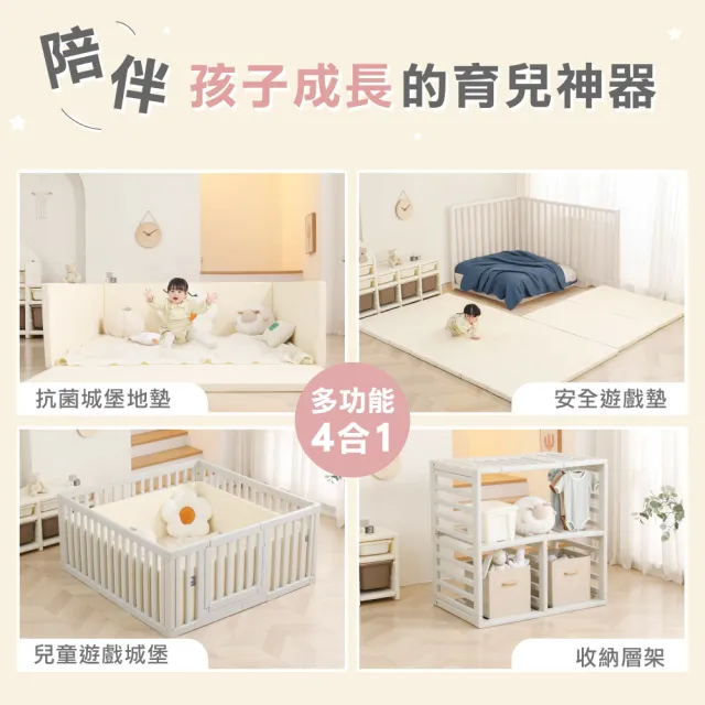 【MH 家居】4合1兒童安全城堡150x150(遊戲城堡/兒童房/兒童遊戲圍欄/爬行地墊)