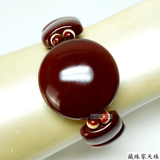 【藏珠家】精品40mm紅玉髓圓板珠大天珠手鍊