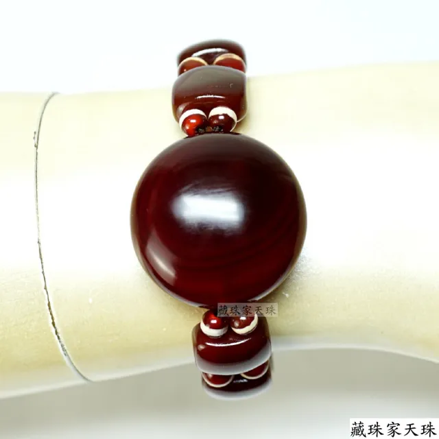 【藏珠家】精品30mm紅玉髓圓板珠天珠手鍊