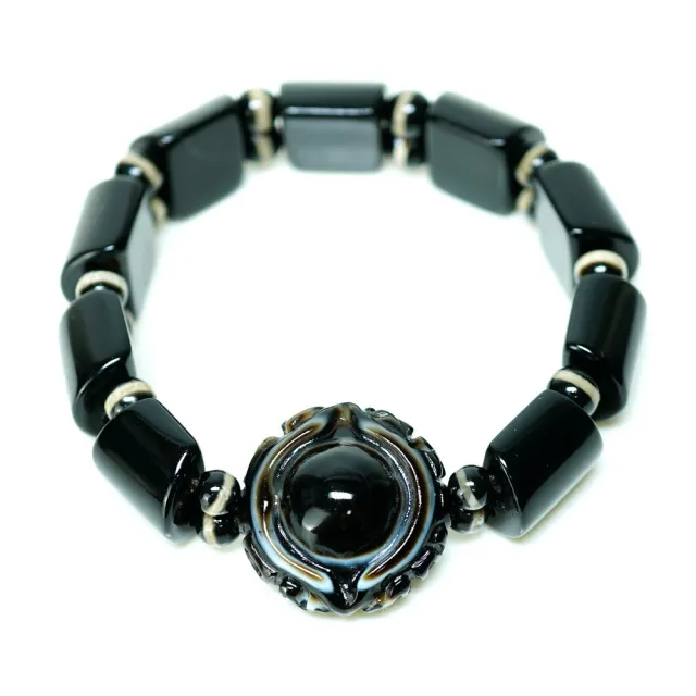 【藏珠家】精品24mm財咒天眼+大手印板珠天珠手鍊