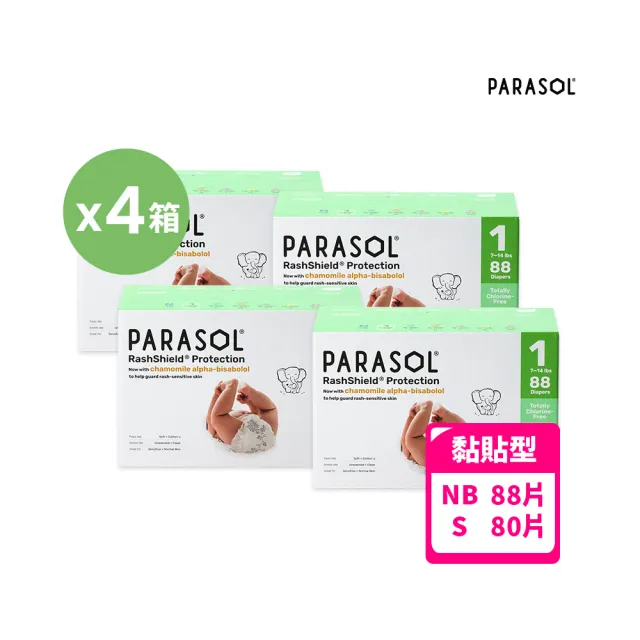 【PARASOL】總代理|進化版_Clear+Dry 新科技水凝尿布 禮盒4箱組 黏貼型NB-S(2包/箱)