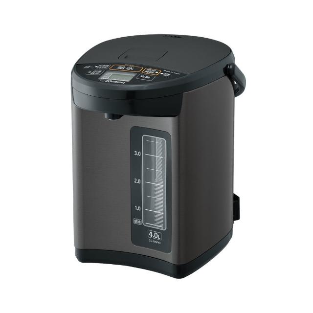 ZOJIRUSHI象印 CD-NAF40 Zojirushi 象印 CD-NAF40 熱水瓶,來自日本原廠製造,容量達 3~4L,完美適閤家庭或辦公室使用。提供五段精準水溫控制(98℃、90℃、80℃、70℃、60℃),內膽採用防沾塗層材質,易於清潔。重量僅 3.2kg,尺寸 23x31.5x30cm,便於擺放。搭載省電定時、節能功能、檸檬酸清洗及定溫加熱等特殊設計,能源效率達第四級,電壓 110V / 頻率 60Hz,消耗功率 1000W 以上。保固 1 年,BSMI 許可字號 R31312,經典黑色(BM)外觀,持久耐用,是理想的節能熱水解決方案。