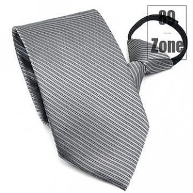 【89 zone】法式時尚氣質斜紋 飾品 配件 懶人領帶 拉鍊領帶 領帶(紅/銀/藍/黑)