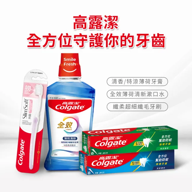 【Colgate 高露潔】清香特涼薄荷牙膏200gX8入(全齒防護/口氣清新)