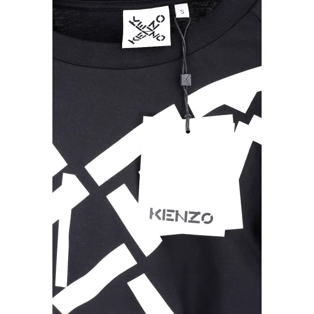【KENZO】Sport 交叉字母寬鬆版黑色棉質短袖TEE T恤-女款