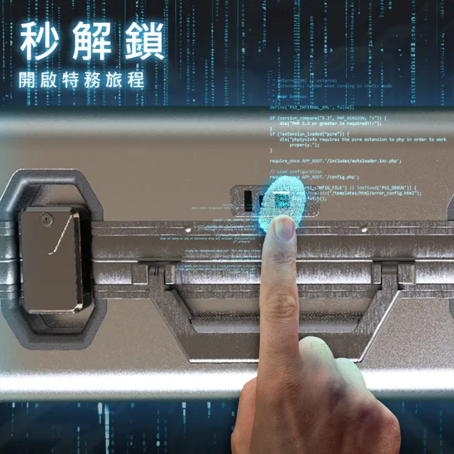 【TAIKING 鈦金】限時體驗價-20吋 TAIKING鈦金屬包角/鋁鎂合金/智能指紋解鎖行李箱/旅行箱(買1送5)
