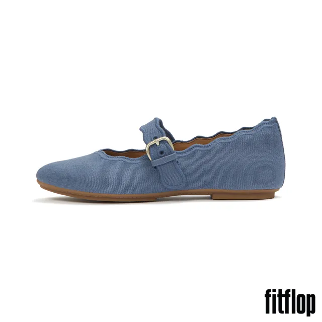 【FitFlop】DELICATO 波浪邊帆布瑪麗珍鞋-女(兩色)