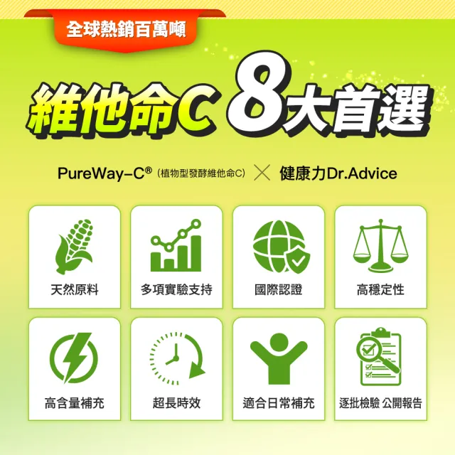 【Dr.Advice 健康力】維他命C持續型緩釋錠30錠x4瓶(全素 長效緩釋 天然)