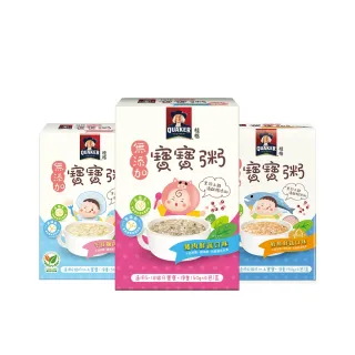 即期品【QUAKER 桂格】無添加寶寶粥任選150gx4包/盒(豬肉鮮蔬/干貝雞肉/鮭魚鮮蔬)