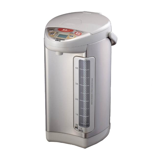  Zojirushi 象印 CV-DSF50 熱水瓶，日本原裝進口，容量4-5L，適閤家庭或辦公室使用。四段溫控（80℃、90℃、98℃、真空保溫），防沾塗層內膽易清潔，能源效率第一級，重量僅3.6kg，尺寸22x28x40cm。110V/60Hz，消耗功率800-900W，保固1年，BSMI許可R31312。銀色(XA)設計，高效保溫長達數小時，完美解決熱飲需求。 