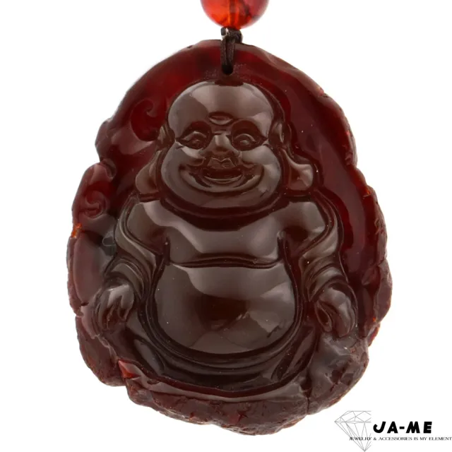 【JA-ME】天然琥珀 帶皮仔料玻璃體血珀彌勒佛吊墜