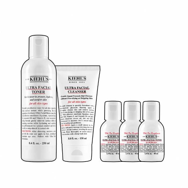 【契爾氏】官方直營 冰河保濕水水組(Kiehl’s/冰河保濕潔面乳150ml+冰河保濕機能水250ml)
