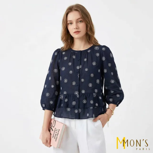 【MON’S】純棉山茶花設計上衣(直)