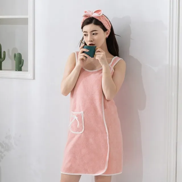 【TWBUY 台灣好購】可穿式吊帶浴巾裙(裹胸浴裙 淑女性感浴袍 加厚吸水 80*135cm)