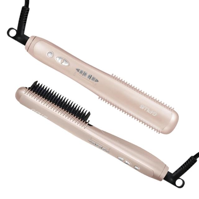 【G-PLUS 拓勤】帶線GP-ZH101 瞬熱溫控魔髮造型梳-莫蘭迪粉(電子梳直髮梳)