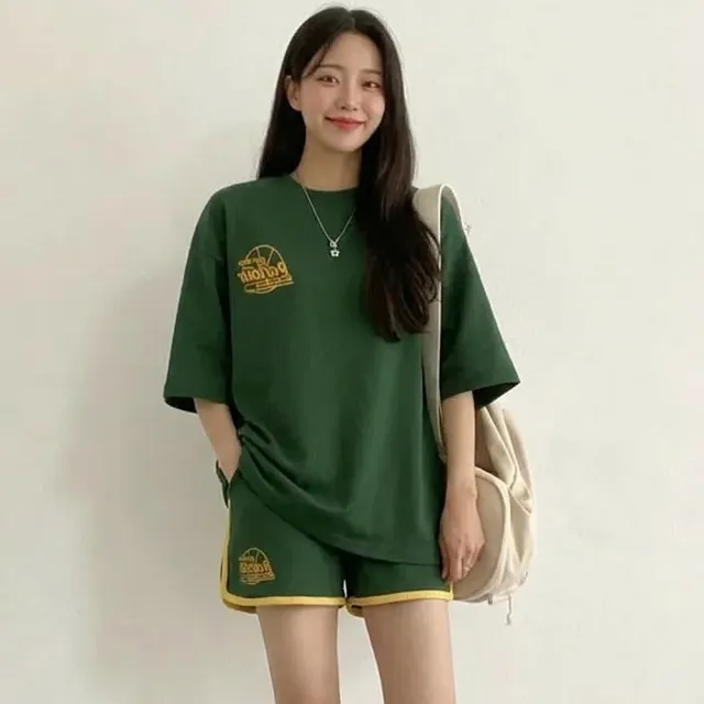 【Pure 衣櫃】美式棒球風棉質休閒運動套裝(百搭/女套裝/休閒套裝/衣褲套裝/KDAY-1123)